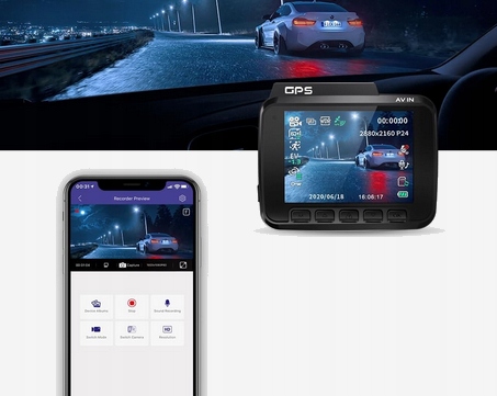 WIDEOREJESTRATOR KAMERA PRZÓD TYŁ 4K GPS WIFI APLIKACJA + KARTA 64GB - obrazek 10