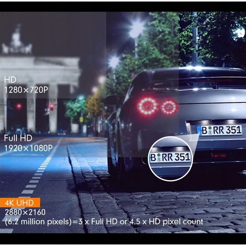 WIDEOREJESTRATOR KAMERA PRZÓD TYŁ 4K GPS WIFI APLIKACJA + KARTA 64GB - obrazek 5