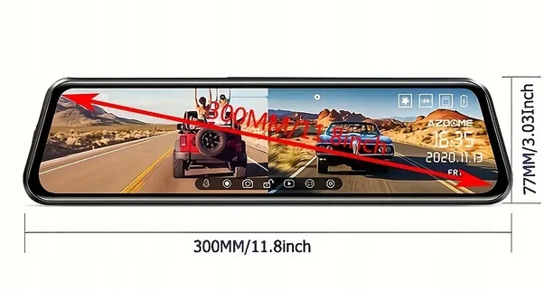 LUSTERKO WIDEOREJESTRATOR KAMERA SAMOCHODOWA WIFI GPS + KAMERA COFANIA - obrazek 3