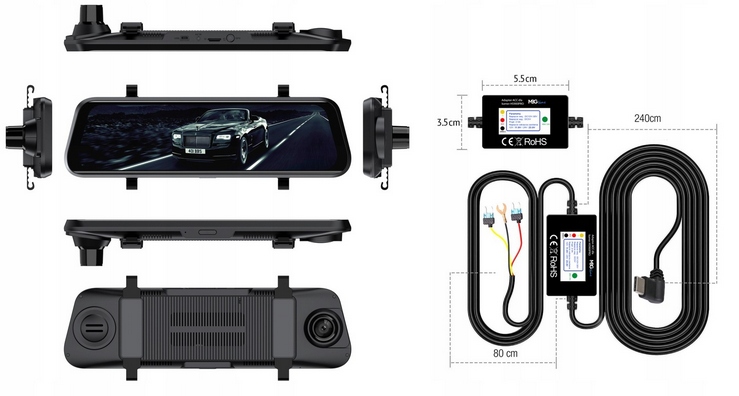 WIDEOREJESTRATOR W LUSTERKU WSTECZNYM 10'' 170° 2K+FHD HS900PRO MBG LINE - obrazek 16