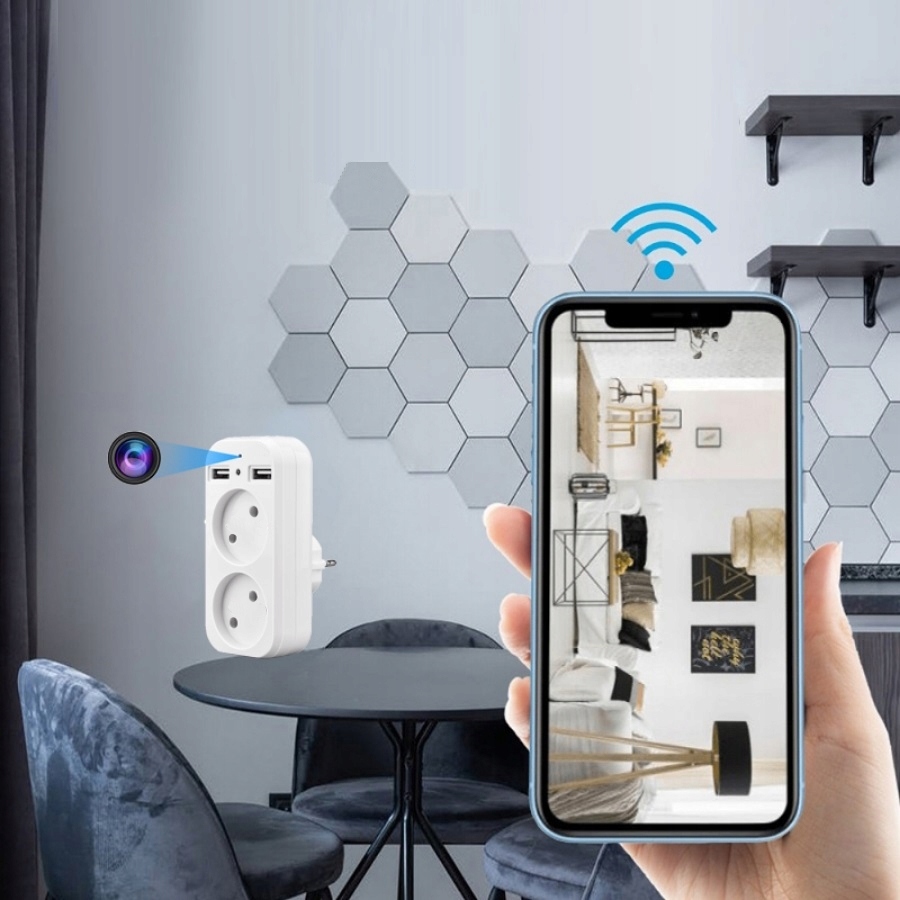 UKRYTA KAMERA ADAPTER GNIAZDKO ROZDZIELACZ GNIAZDA SIECIOWEGO 2XGNIAZDO + 2XUSB WIFI - obrazek 8