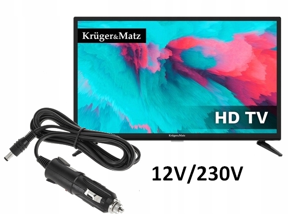 TELEWIZOR SAMOCHODOWY 24 " JACHT KAMPER BUS + WTYK ZAPALNICZKI 12V