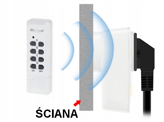 Gniazdko Elektryczne zdalnie sterowane Rebel biały - obrazek 4