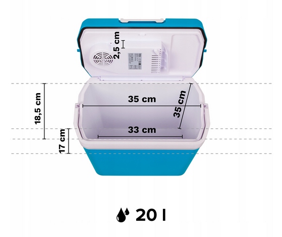 LODÓWKA SAMOCHODOWA TURYSTYCZNA TESSA 20L PRZENOŚNA GRZANIE 230V 12V - obrazek 7