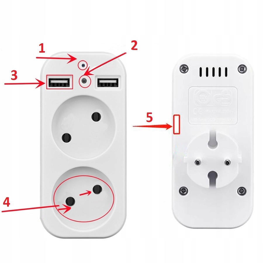 UKRYTA KAMERA ADAPTER GNIAZDKO ROZDZIELACZ GNIAZDA SIECIOWEGO 2XGNIAZDO + 2XUSB WIFI - obrazek 9