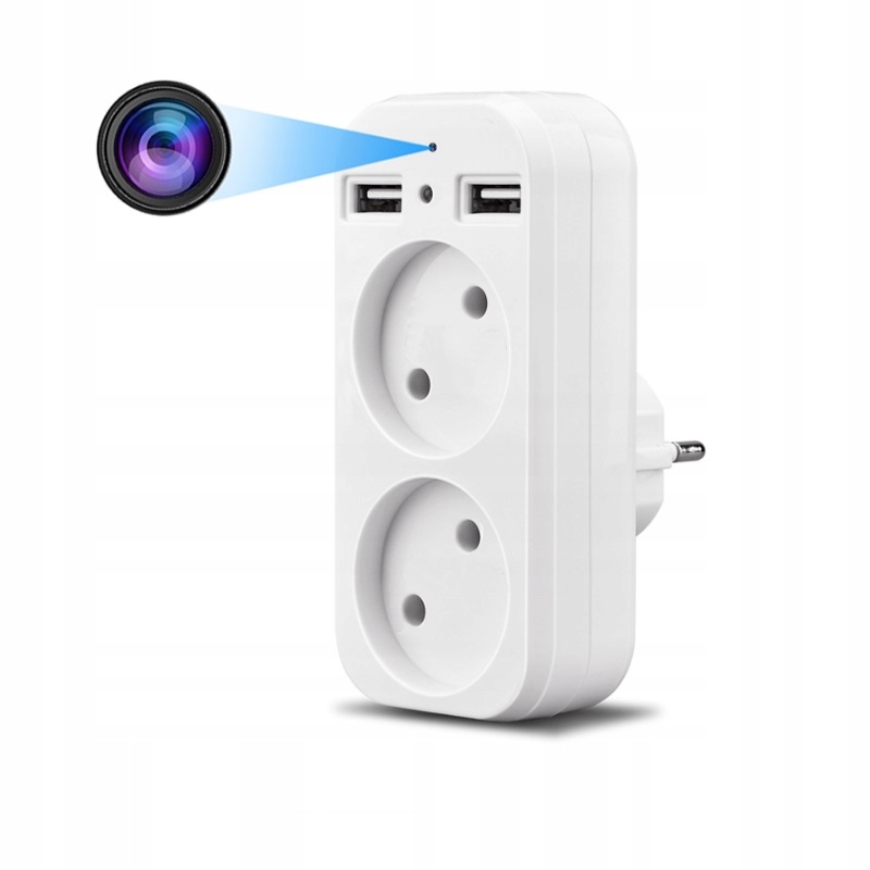UKRYTA KAMERA ADAPTER GNIAZDKO ROZDZIELACZ GNIAZDA SIECIOWEGO 2XGNIAZDO + 2XUSB WIFI - obrazek 3