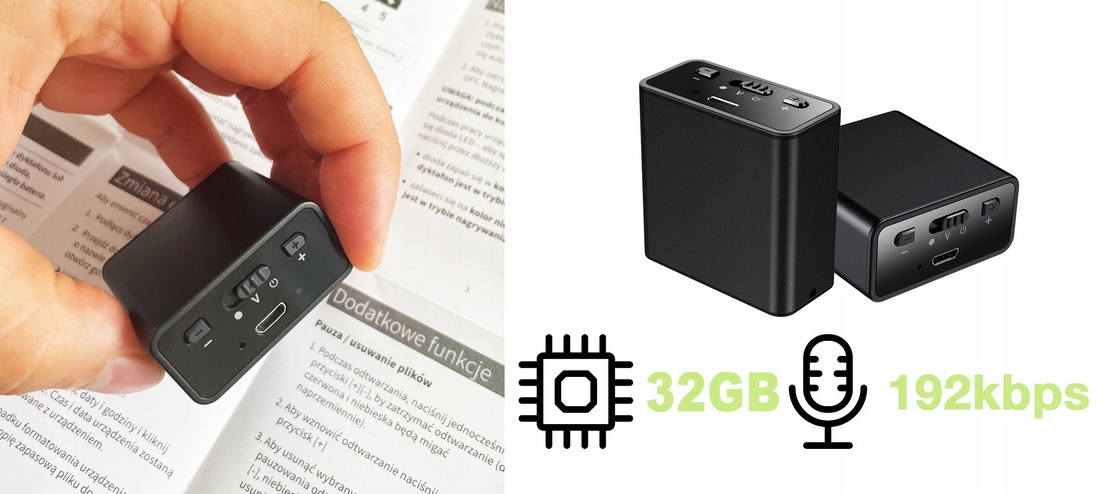 DYKTAFON SZPIEGOWSKI PODSŁUCH 32GB REAGUJE NA GŁOS - obrazek 15