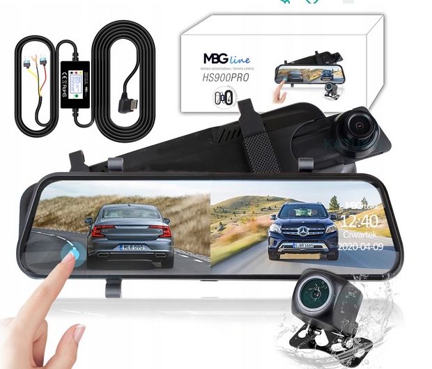 WIDEOREJESTRATOR W LUSTERKU WSTECZNYM 10'' 170° 2K+FHD HS900PRO MBG LINE