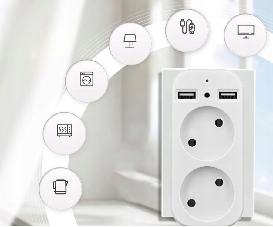 UKRYTA KAMERA ADAPTER GNIAZDKO ROZDZIELACZ GNIAZDA SIECIOWEGO 2XGNIAZDO + 2XUSB WIFI - obrazek 7