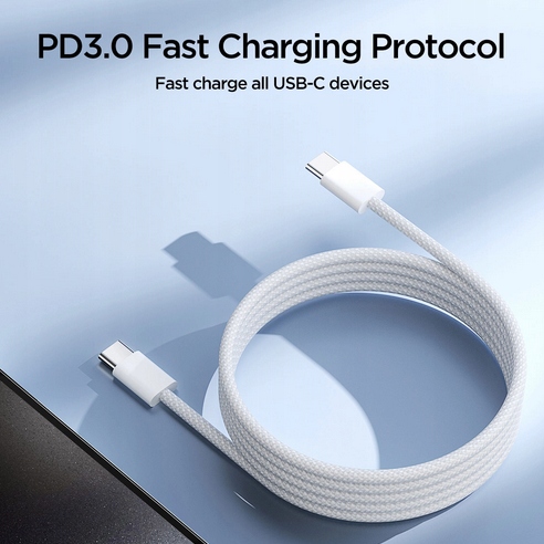 KABEL PRZEWÓD USB-C - USB-C 60W 1M BIAŁY S-A45 - obrazek 3