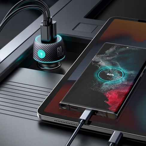 ŁADOWARKA SAMOCHODOWA 60W Z PORTAMI USB-C USB-A PODŚWIELTENIE JR-CCN01 - obrazek 12