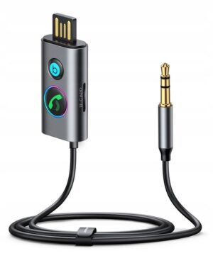 BEZPRZEWODOWY SAMOCHODOWY ODBIORNIK BLUETOOTH V5.3 PRZEWÓD 1M JR-CB7 SZARY