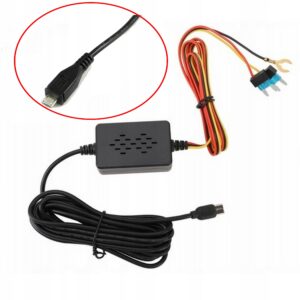 ADAPTER STAŁEGO ZASILANIA 12/24V MICRO USB DO KAMEREK SAMOCHODOWYCH