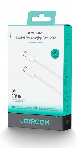 KABEL PRZEWÓD USB-C - USB-C 60W 1M BIAŁY S-A45 - obrazek 2