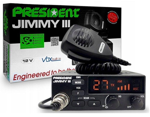 ZESTAW RADIO CB PRESIDENT JIMMY III+ANTENA MAGNETYCZNA CANVA CB-831+WTYK - obrazek 4
