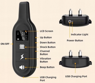 OBROŻA TRENINGOWA ANTYSZCZĘKOWA DLA PSA PD521 Z PILOTEM 1000M CZARNY - obrazek 7
