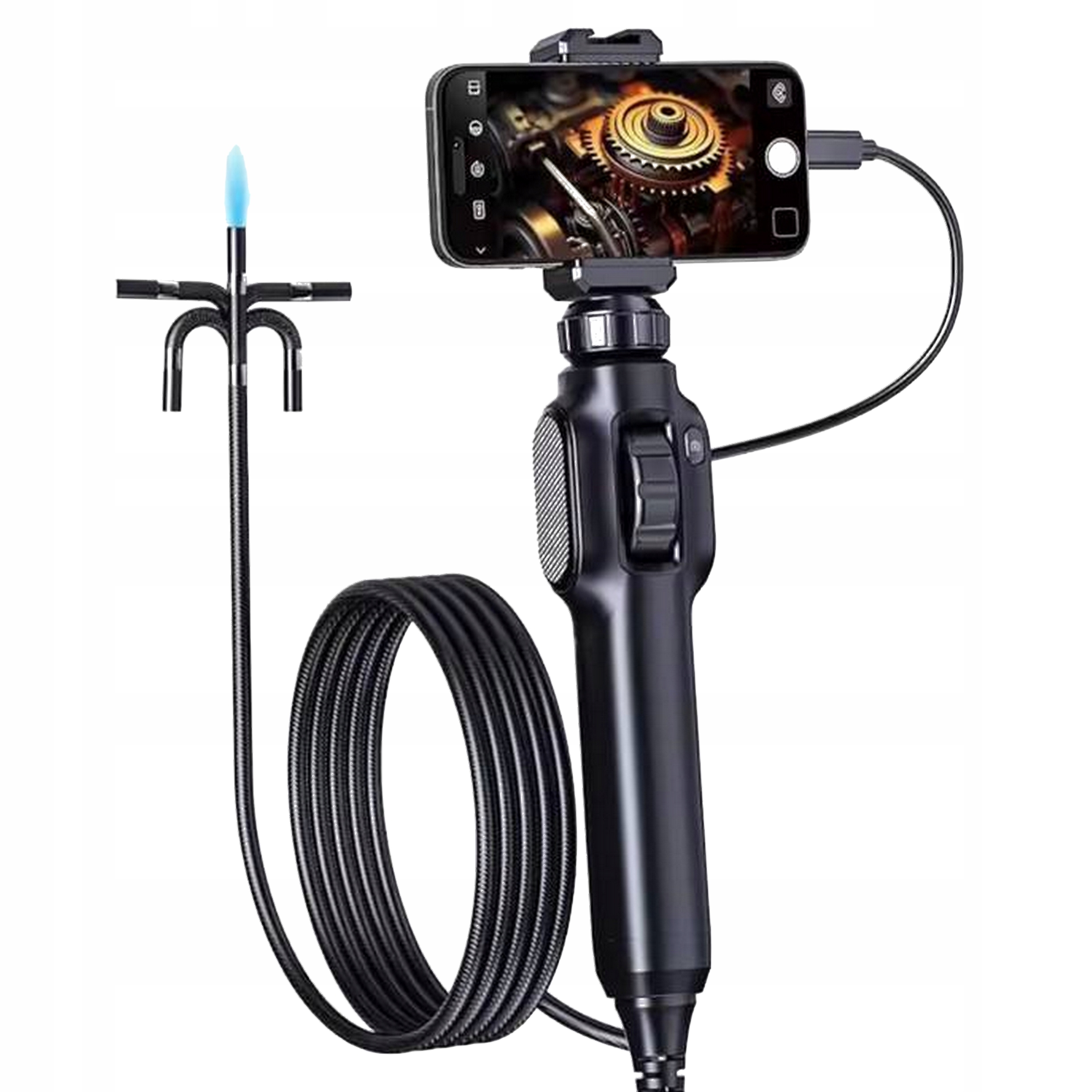 KAMERA INSPEKCYJNA ENDOSKOP DO TELEFONU OBROTOWA 9LED PRZEWÓD 1M FULL HD