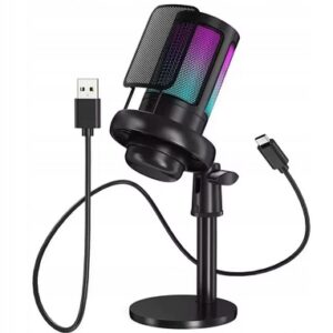MIKROFON STUDYJNY POJEMNOŚCIOWY USB/TYP-C POP-FILTER PLUG&PLAY ME6S RGB