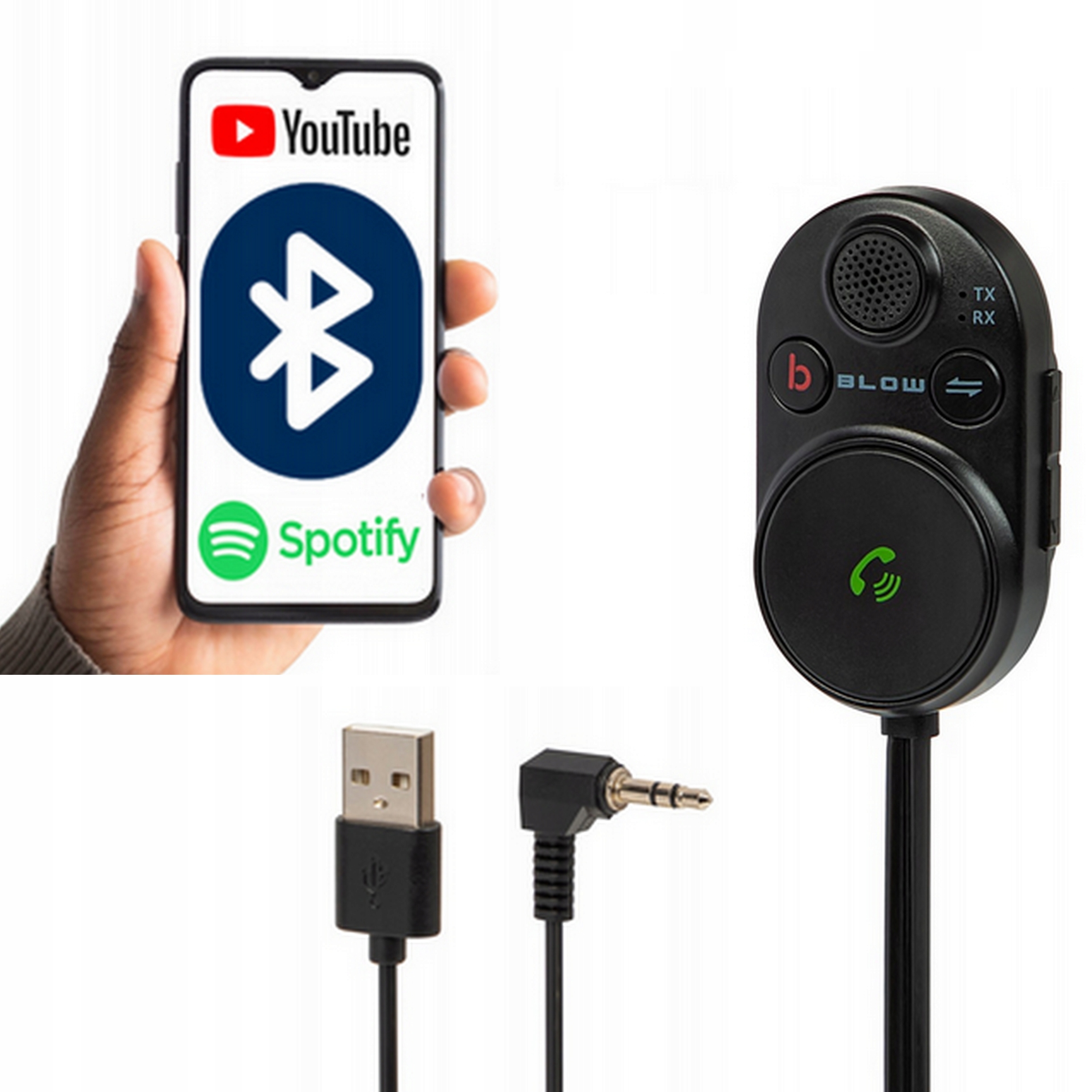 TRANSMITER FM SAMOCHODOWY BLUETOOTH ZESTAW GŁOŚNOMÓWIACY 12/24V