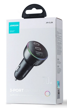 ŁADOWARKA SAMOCHODOWA JOYROOM JR-CL26 70W 2XUSB TYP-C 1XUSB CZARNA - obrazek 5