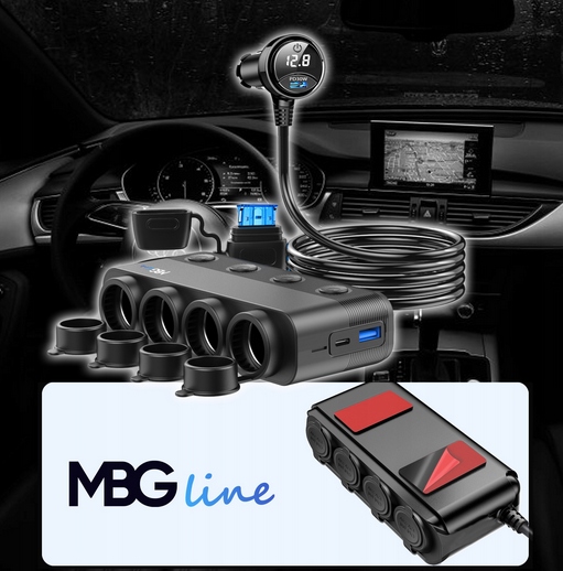 ROZDZIELACZ GNIAZDA ZAPALNICZKI 12V 24V ŁADOWARKA SAMOCHODOWA QC PD 3x USB - obrazek 11