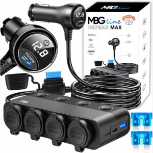 ROZDZIELACZ GNIAZDA ZAPALNICZKI 12V 24V ŁADOWARKA SAMOCHODOWA QC PD 3x USB