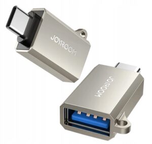 ADAPTER USB-C MĘSKI / USB-A ŻEŃSKI Z OCZKIEM NA SMYCZ S-H151 SREBRNY