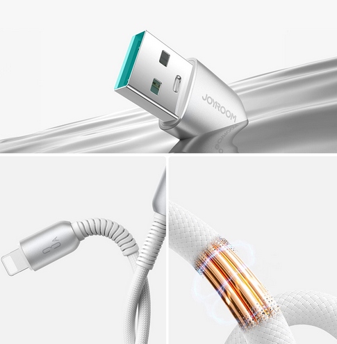 KABEL PRZEWÓD USB-A - LIGHTNING 3A PRZEWÓD 1,2M JASNOSZARY S-A51 - obrazek 8