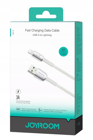 KABEL PRZEWÓD USB-A - LIGHTNING 3A PRZEWÓD 1,2M JASNOSZARY S-A51 - obrazek 6