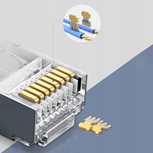 WTYK KOŃCÓWKA RJ45 8P8C UTP CAT. 6/CAT. 5/CAT. 5e SREBRNE 10 SZTUK NW111 - obrazek 4