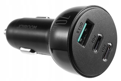 ŁADOWARKA SAMOCHODOWA JOYROOM JR-CL26 70W 2XUSB TYP-C 1XUSB CZARNA - obrazek 4