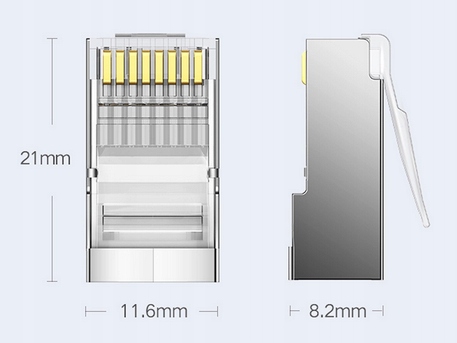 WTYK KOŃCÓWKA RJ45 8P8C UTP CAT. 6/CAT. 5/CAT. 5e SREBRNE 10 SZTUK NW111 - obrazek 10