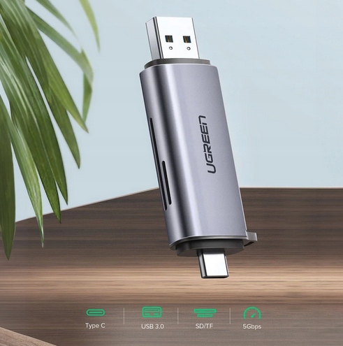 CZYTNIK KART SD / MICRO SD NA USB-A 3.0 / USB-C 3.0 SZARY UGREEN CM185 - obrazek 7