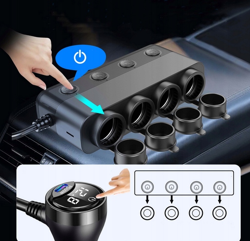 ROZDZIELACZ GNIAZDA ZAPALNICZKI 12V 24V ŁADOWARKA SAMOCHODOWA QC PD 3x USB - obrazek 8