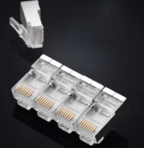 WTYK KOŃCÓWKA RJ45 8P8C UTP CAT. 6/CAT. 5/CAT. 5e SREBRNE 10 SZTUK NW111 - obrazek 2