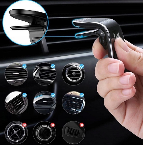 UCHWYT SAMOCHODOWY MAGNETYCZNY NA KRATKĘ NAWIEWU WH-02 CZARNY - obrazek 10