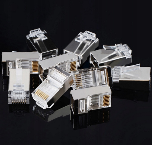 WTYK KOŃCÓWKA RJ45 8P8C UTP CAT. 6/CAT. 5/CAT. 5e SREBRNE 10 SZTUK NW111 - obrazek 3