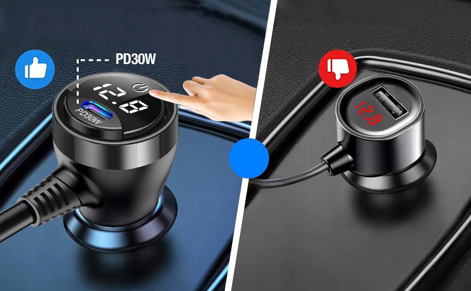 ROZDZIELACZ GNIAZDA ZAPALNICZKI 12V 24V ŁADOWARKA SAMOCHODOWA QC PD 3x USB - obrazek 5