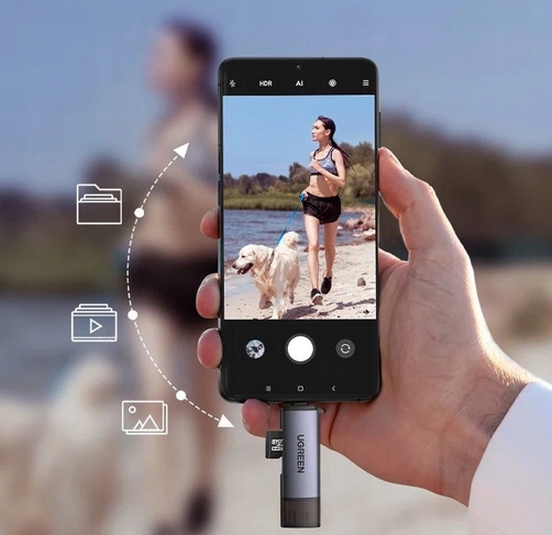 CZYTNIK KART SD / MICRO SD NA USB-A 3.0 / USB-C 3.0 SZARY UGREEN CM185 - obrazek 5