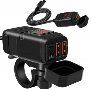 ŁADOWARKA MOTOCYKLOWA 2XUSB Q63,0 SZYBKIE ŁADOWANIE 9-24V WYŚWIELACZ