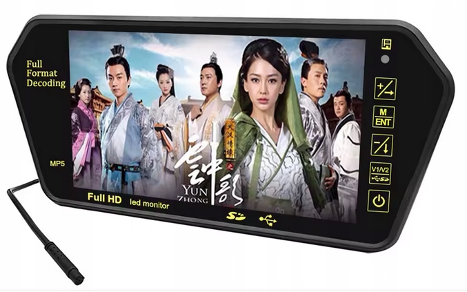 MONITOR W LUSTERKU DO KAMERY COFANIA 7" HD USB SD BT EKRAN KAMERA - obrazek 2