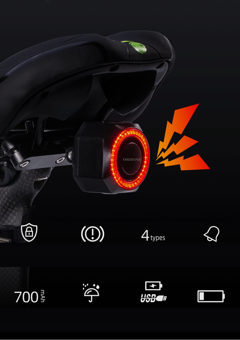 ALARM ROWEROWY ANTYKRADZIEŻOWY LAMPKA TYLNA TYŁ ROWEROWA DZWONEK PILOT K7 - obrazek 13