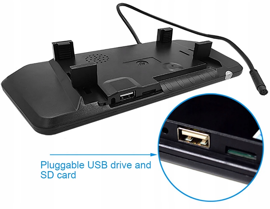 MONITOR W LUSTERKU DO KAMERY COFANIA 7" HD USB SD BT EKRAN KAMERA - obrazek 10