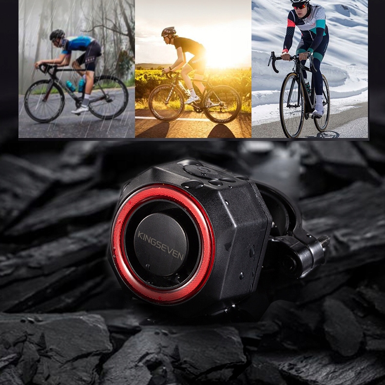 ALARM ROWEROWY ANTYKRADZIEŻOWY LAMPKA TYLNA TYŁ ROWEROWA DZWONEK PILOT K7 - obrazek 4