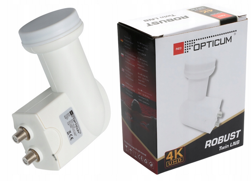KONWERTER SATELITARNY TWIN LNB 4K UHD (PODWÓJNY) RED OPTICUM ROBUST TWIN