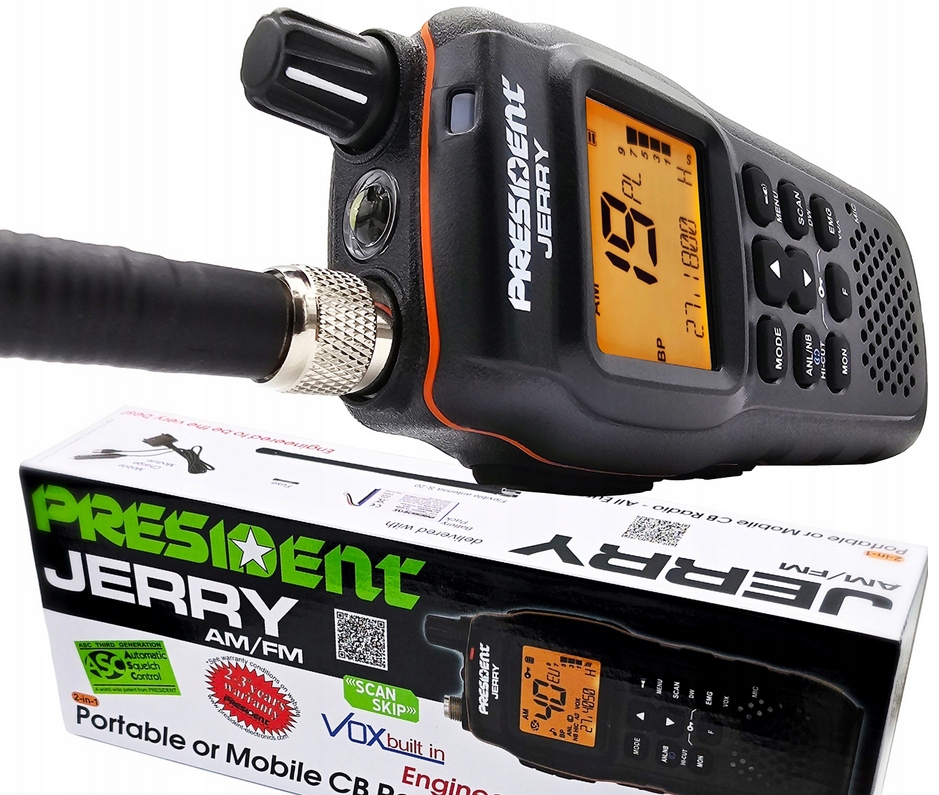 CB RADIO PRESIDENT JERRY PRZENOŚNE RĘCZNE 12V + ANTENA MAGNETYCZNA PNI 48 - obrazek 6