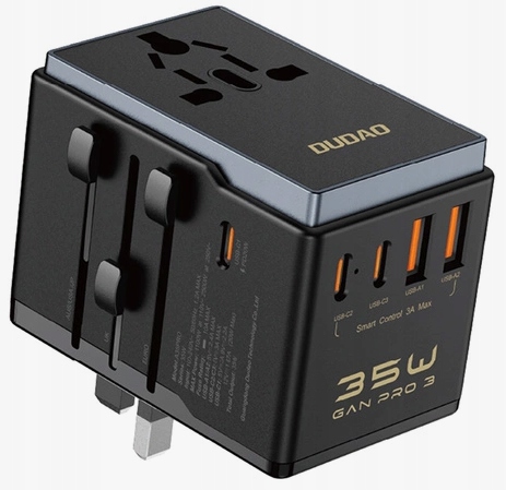 ADAPTER PODRÓŻNY DUDAO A35Pro 35W EU / UK / AUS / US / JP 3x USB-C 2x USB-A