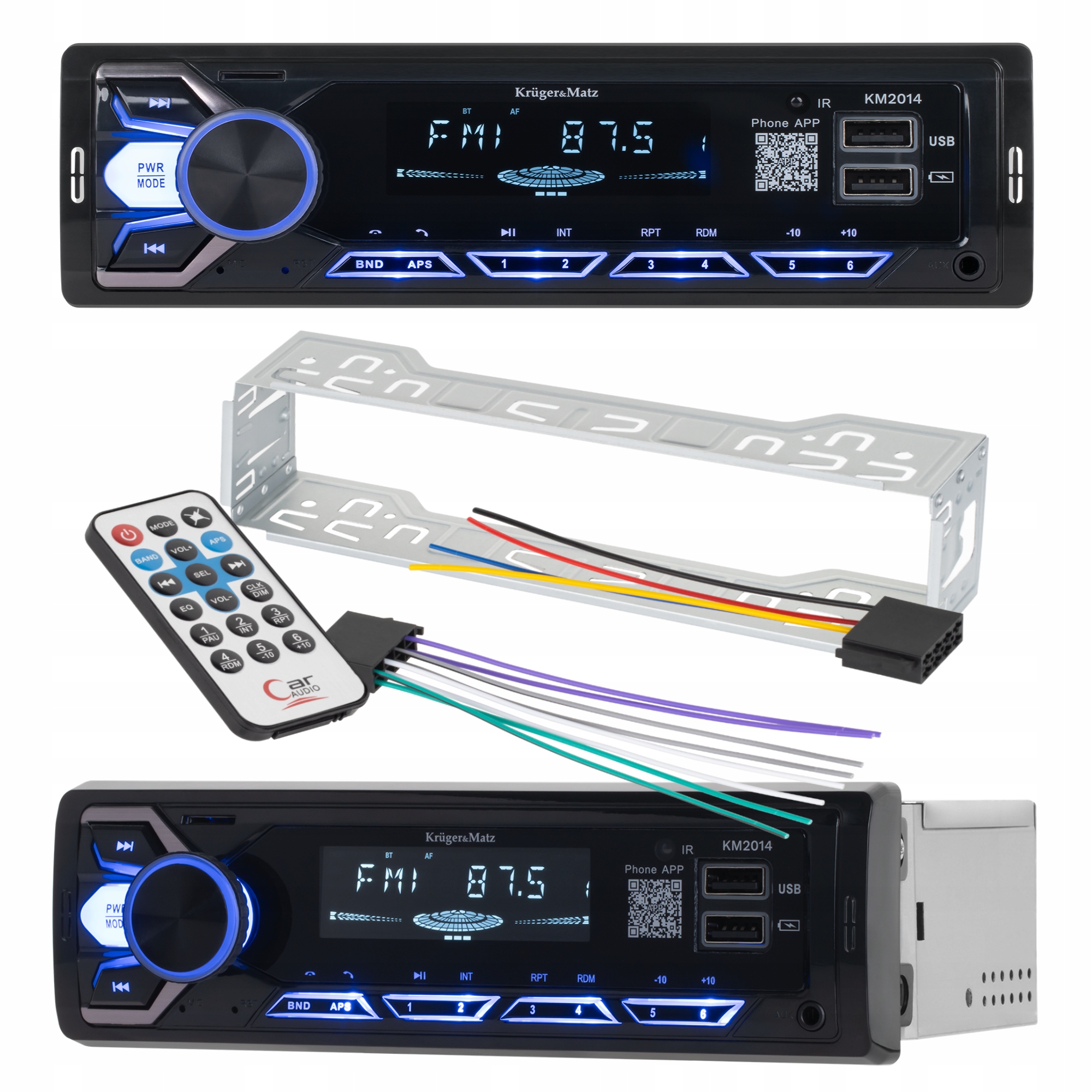 RADIO SAMOCHODOWE KRUGER&MATZ KM2014AUX USB x2 MP3 Bluetooth - obrazek 2