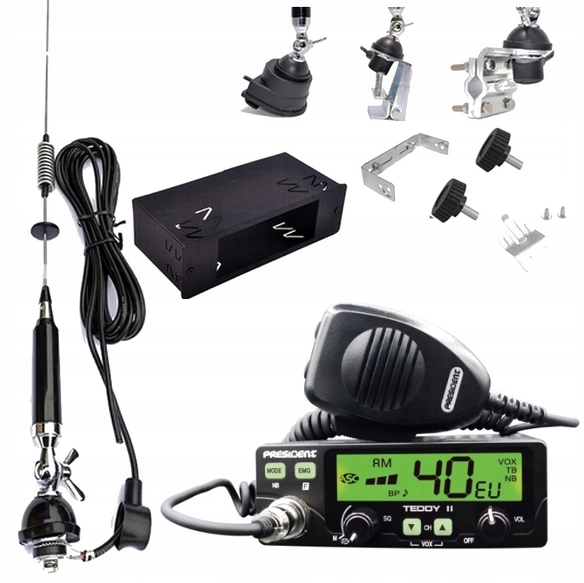 KOMPLETNY ZESTAW CB RADIO TEDDY II PÓŁKIESZEŃ ANTENA + UCHWYT TIR BUS