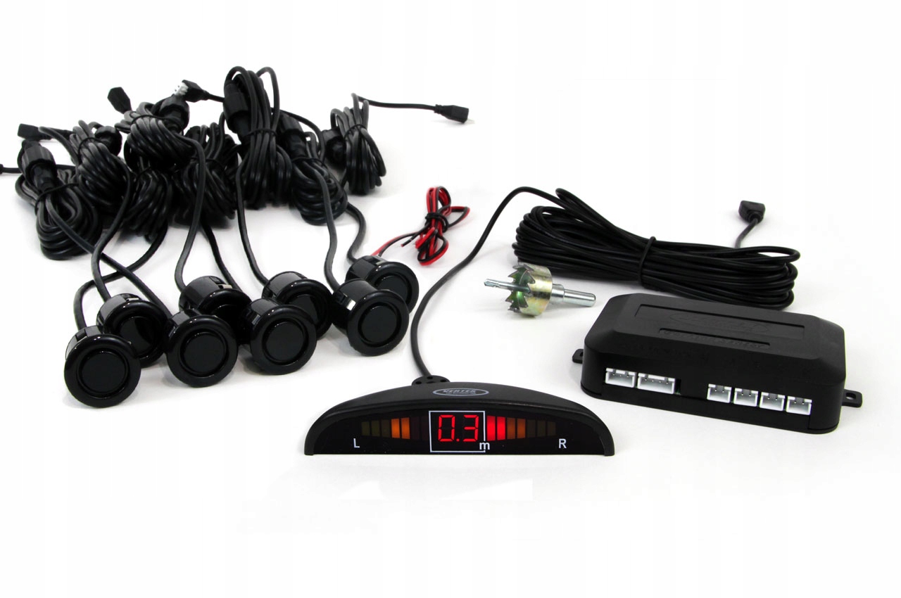 CZUJNIKI PARKOWANIA COFANIA LED 8 SENSORÓW CZARNE AMIO-01560 - obrazek 9